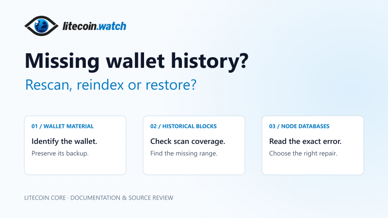 Missing Litecoin wallet history: rescan, reindex or restore?