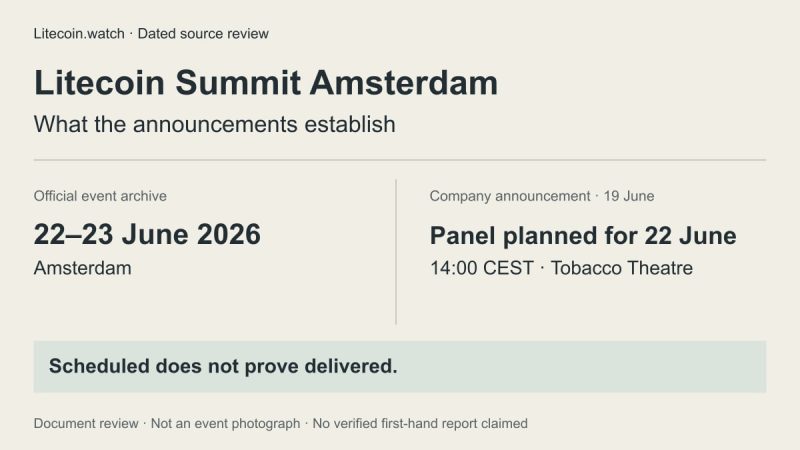 Litecoin Summit Amsterdam: the verified dates and what remains unconfirmed